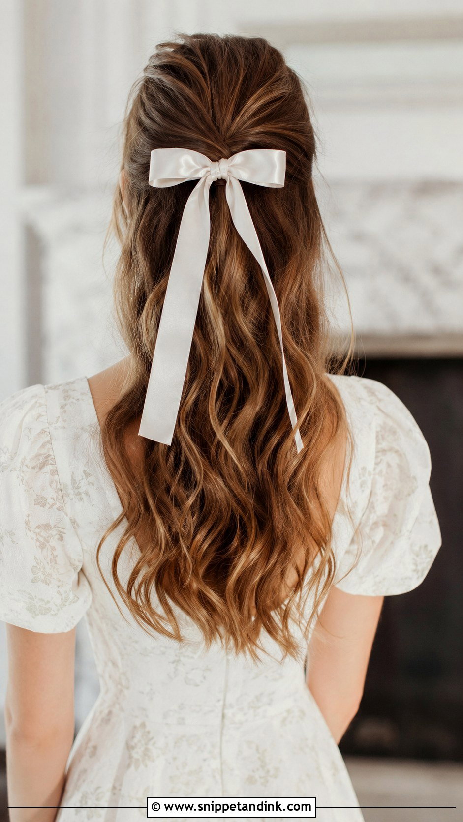 Half Up Hairstyle With Ribbon Bow - Snippet and Ink - 25 Half-Up Maid of Honor Hairstyles