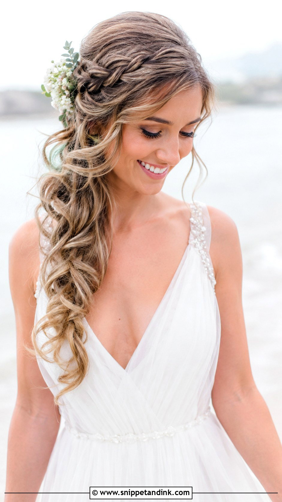 Half Up Hairstyle With Side Braid - Snippet and Ink - 25 Half-Up Wedding Hairstyles for Long Hair