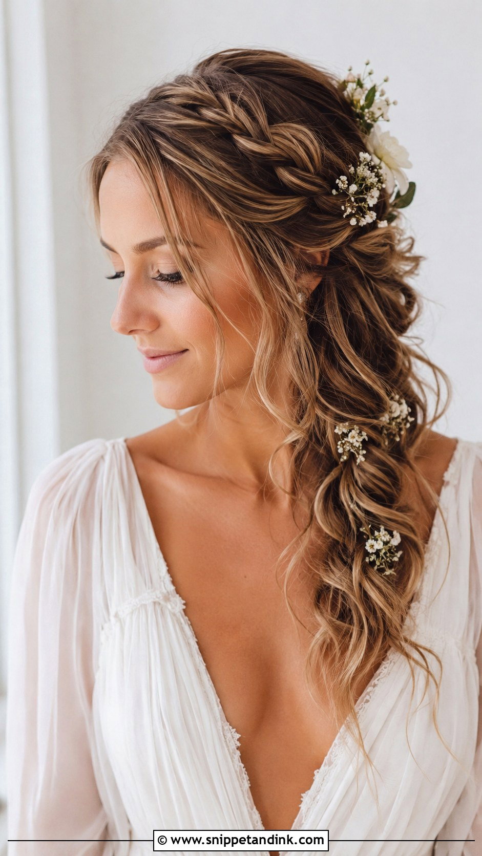 Half Up Hairstyle With Side Braid - Snippet and Ink - 20 Half Hair Up Hairstyles for Wedding