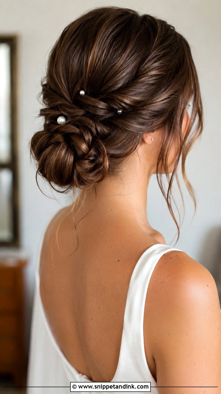 Half Up Hairstyle With Twisted Low Bun - Snippet and Ink - 20 Half-Up Bride Hair Ideas
