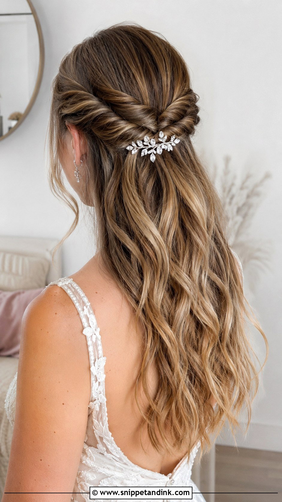 Half Up Hairstyle With Twists - Snippet and Ink - 25 Half-Up Wedding Hairstyles for Long Hair