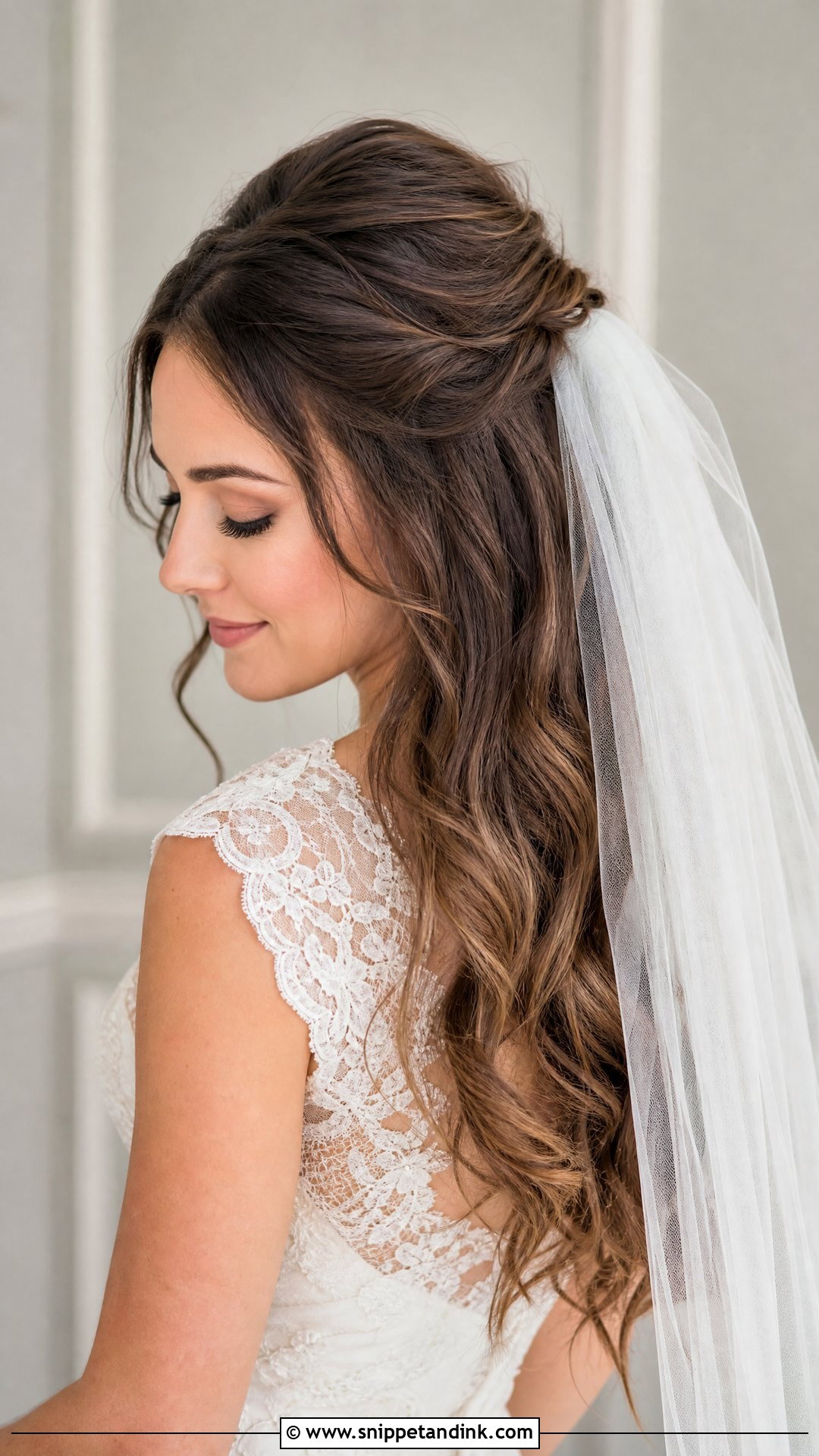 Half Up Hairstyle With Veil - Snippet and Ink - 20 Half-Up Wedding Hairstyles