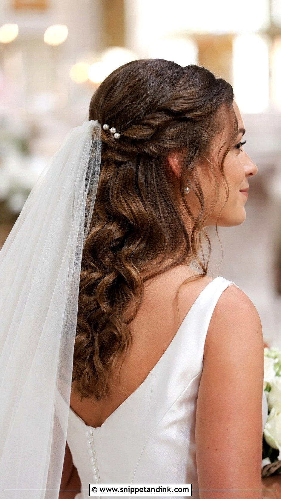 Half Up Hairstyle With Veil - Snippet and Ink - 25 Half-Up Wedding Hairstyles for Long Hair