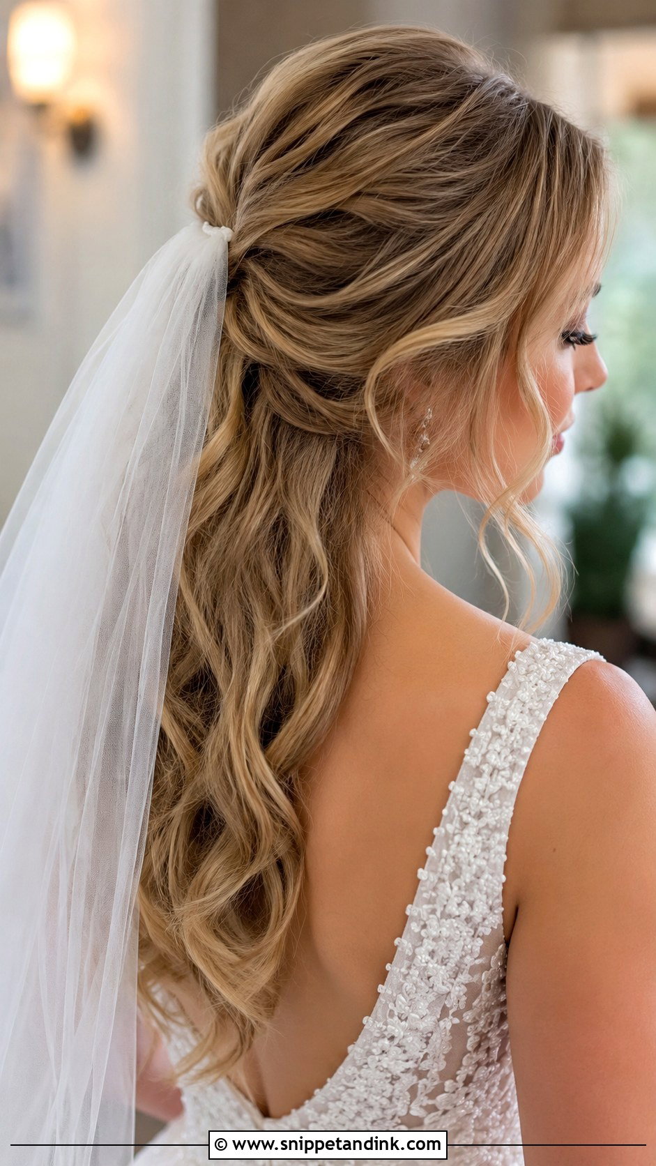 Half Up Hairstyle With Veil - Snippet and Ink - 20 Half Hair Up Hairstyles for Wedding