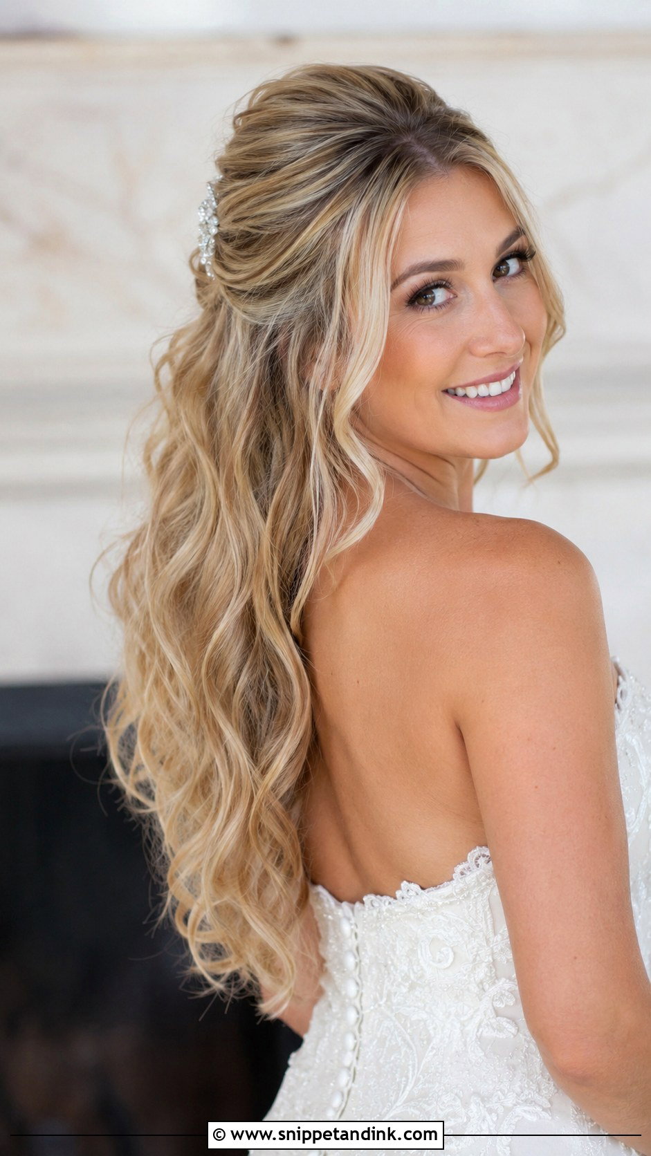Half Up Hairstyle With Volume on Top - Snippet and Ink - 20 Half-Up Bride Hair Ideas