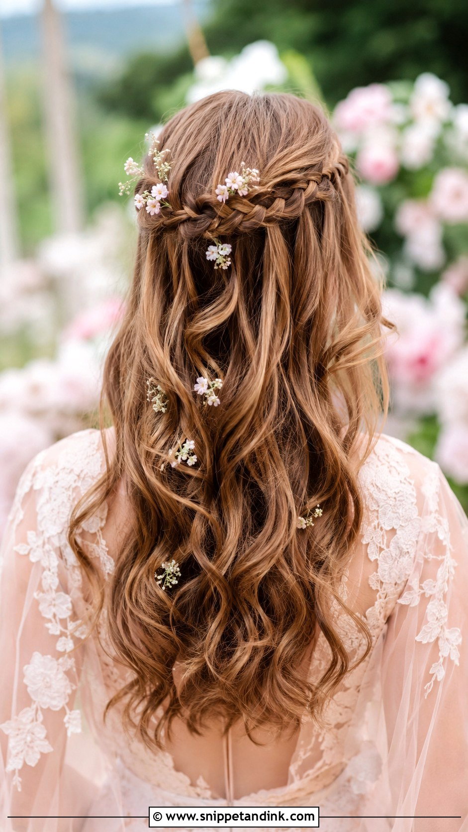 Half Up Hairstyle With Waterfall Braid - Snippet and Ink - 25 Half-Up Maid of Honor Hairstyles