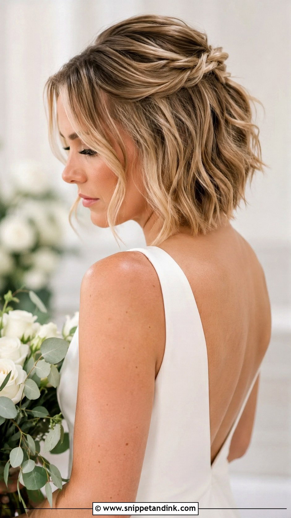 Half Up Hairstyle for Short Hair - Snippet and Ink - 30 Half-Up Half-Down Bridal Hairstyles