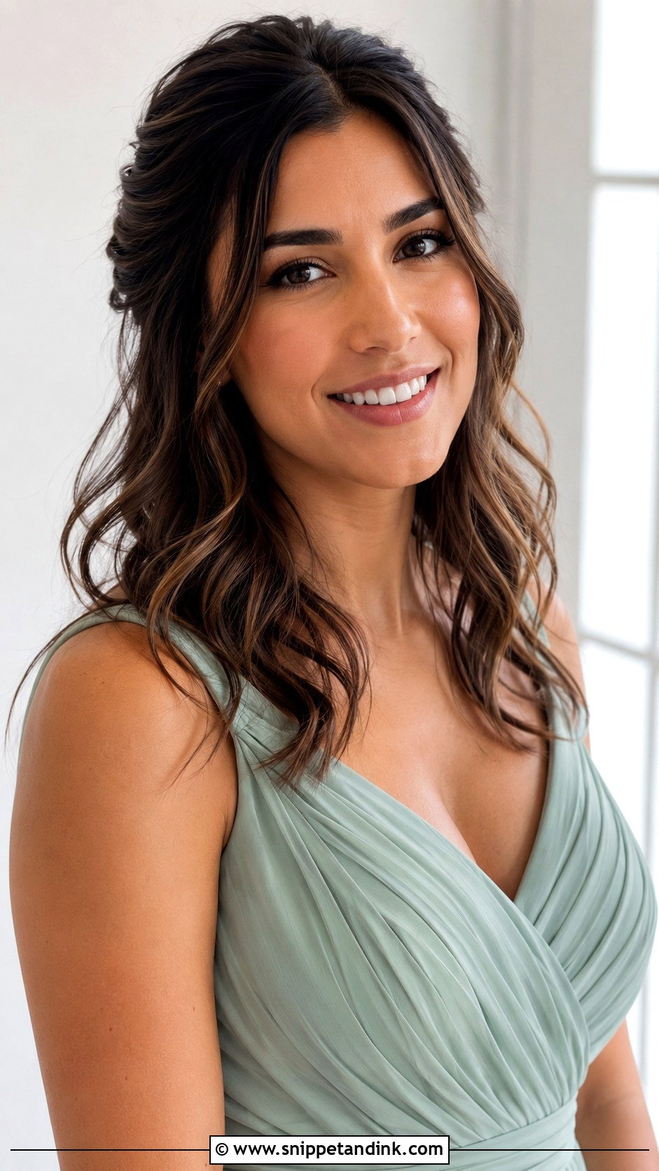 Half Up Half Down Beach Waves For Medium Hair - Snippet and Ink - 20 Wedding Hairstyles Half Up Half Down Medium Length Bridesmaid Hair