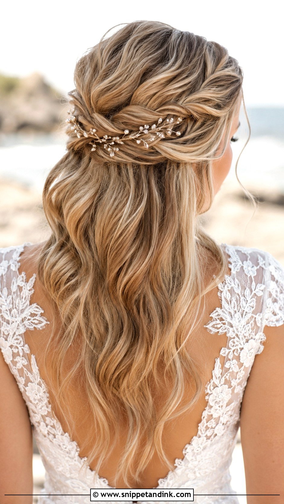 Half Up Half Down Beach Waves - Snippet and Ink - 25 Beach Waves Wedding Hair