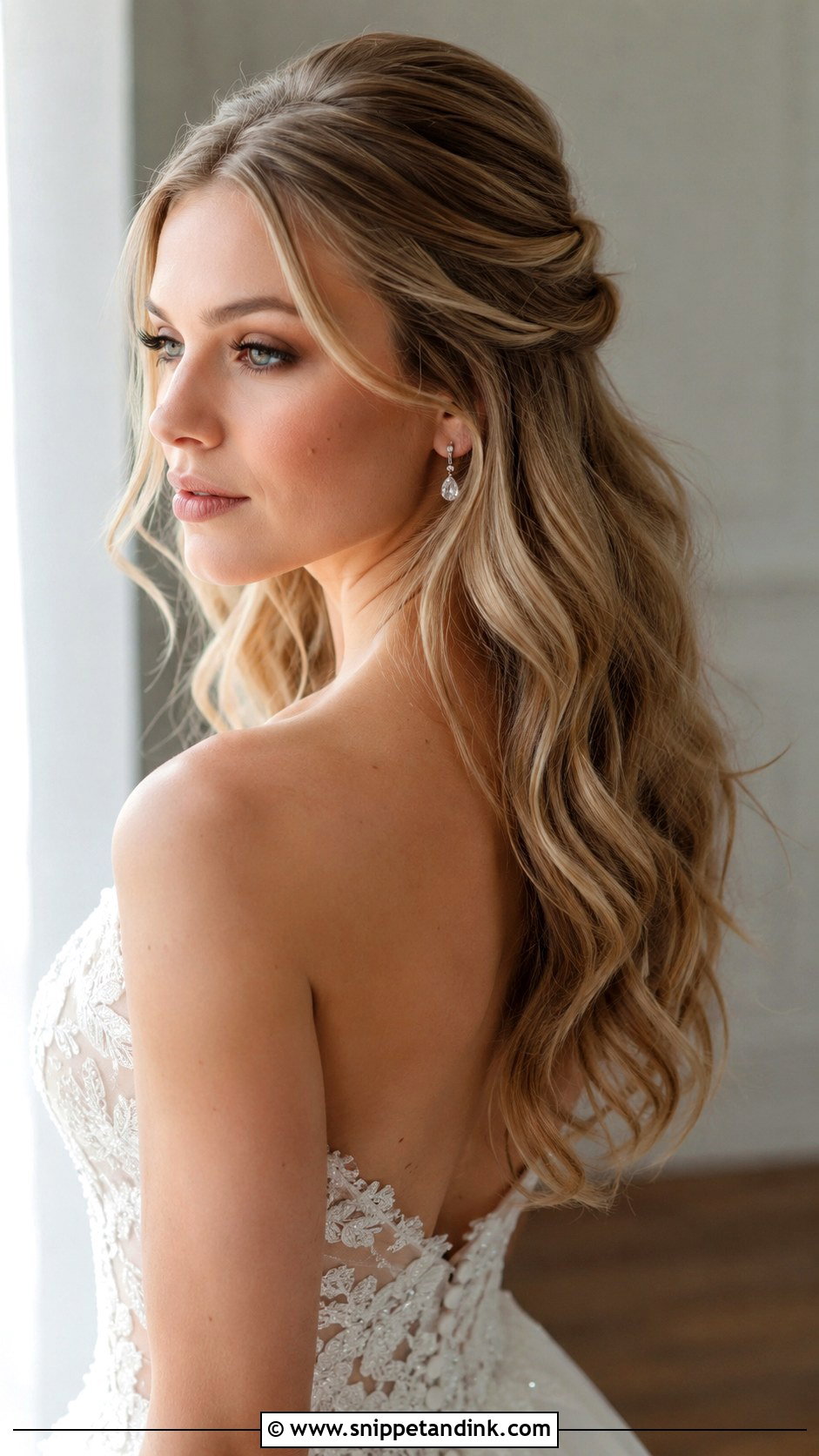 Half Up Half Down Blonde Waves - Snippet and Ink - 25 Blonde Bridal Hair Ideas
