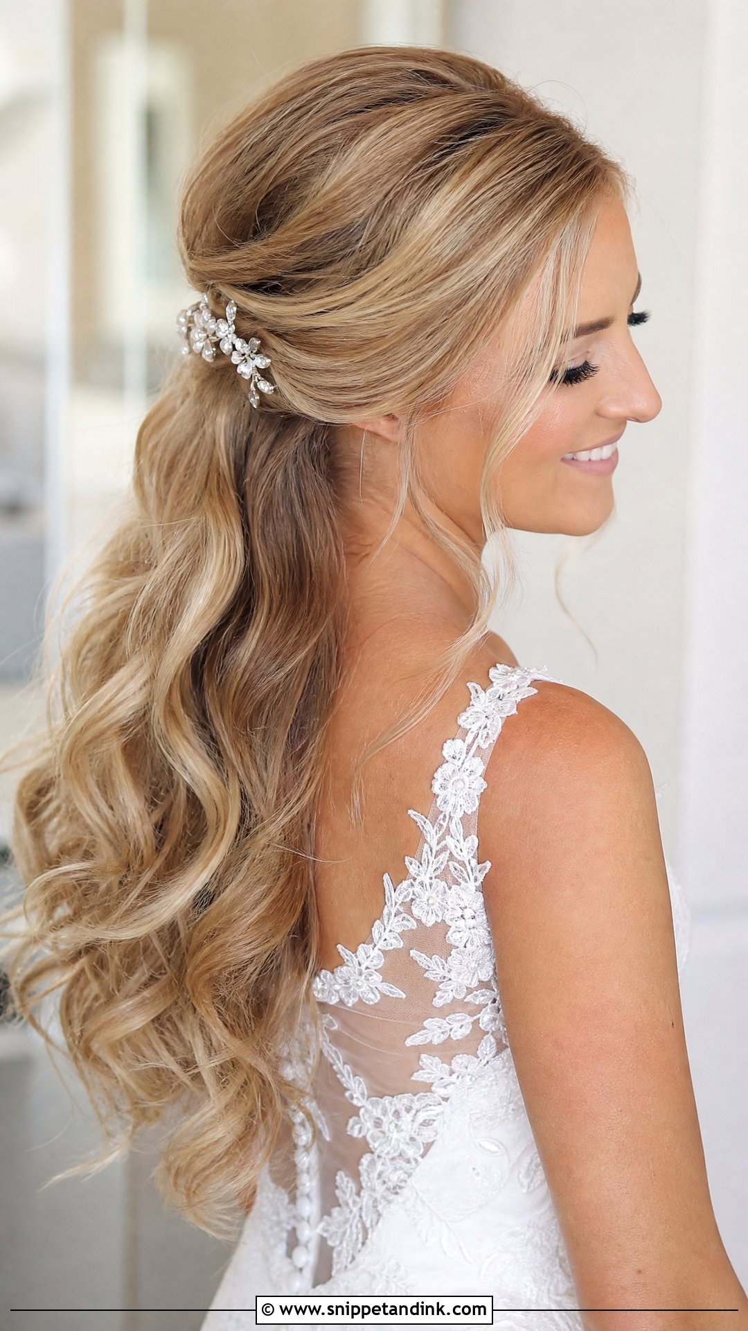 Half Up Half Down Blowout - Snippet and Ink - 30 Bridal Blowout Hair Ideas