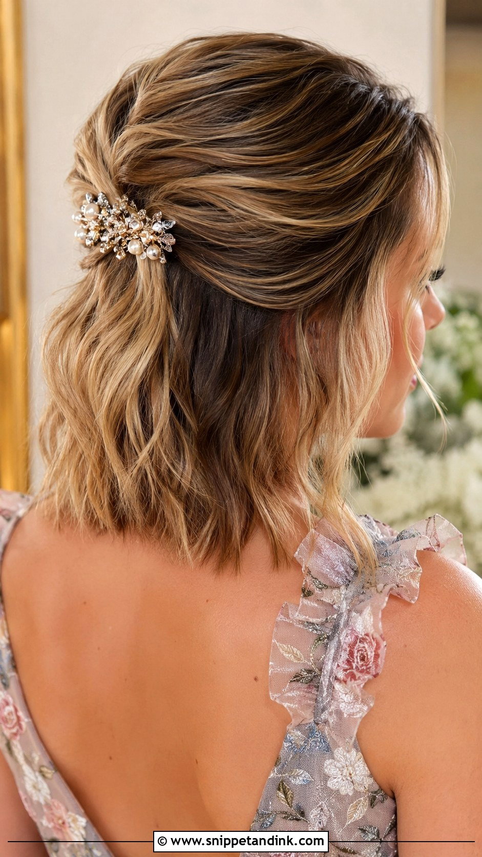 Half Up Half Down Bob - Snippet and Ink - 20 Bob Wedding Guest Hairstyles