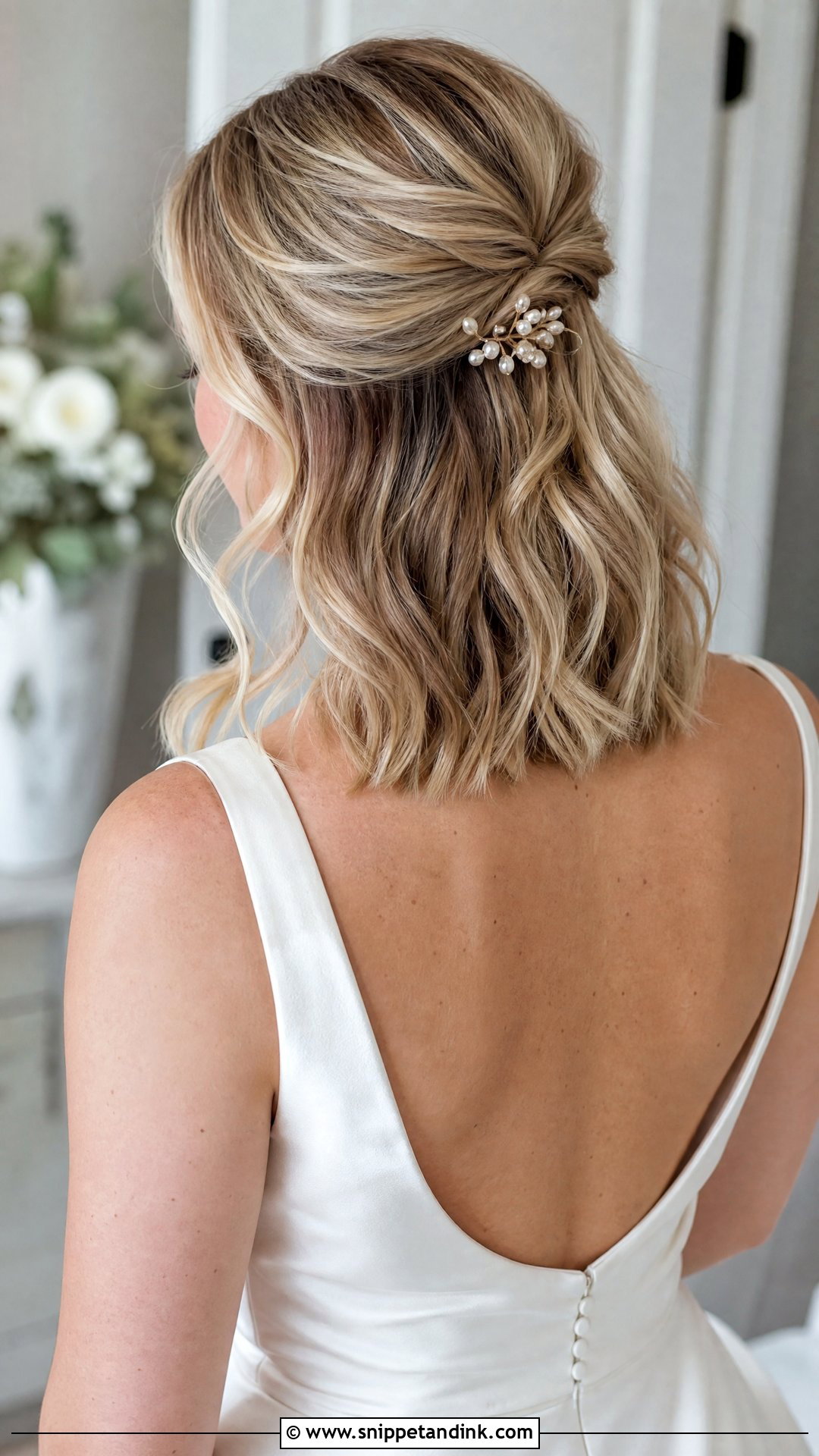 Half Up Half Down Bob - Snippet and Ink - 20 Formal Bob Hairstyles Wedding