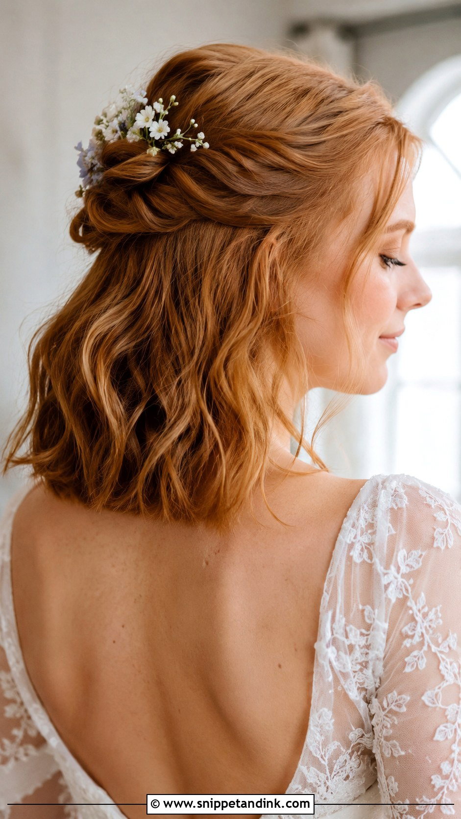 Half Up Half Down Bob - Snippet and Ink - 25 Short Hair Bride Hairstyles