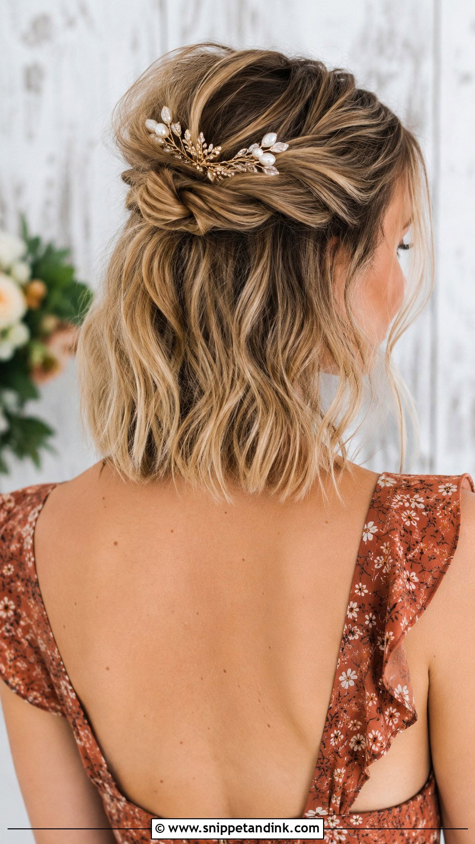 Half Up Half Down Bob - Snippet and Ink - 25 Short Hair Wedding Guest Ideas