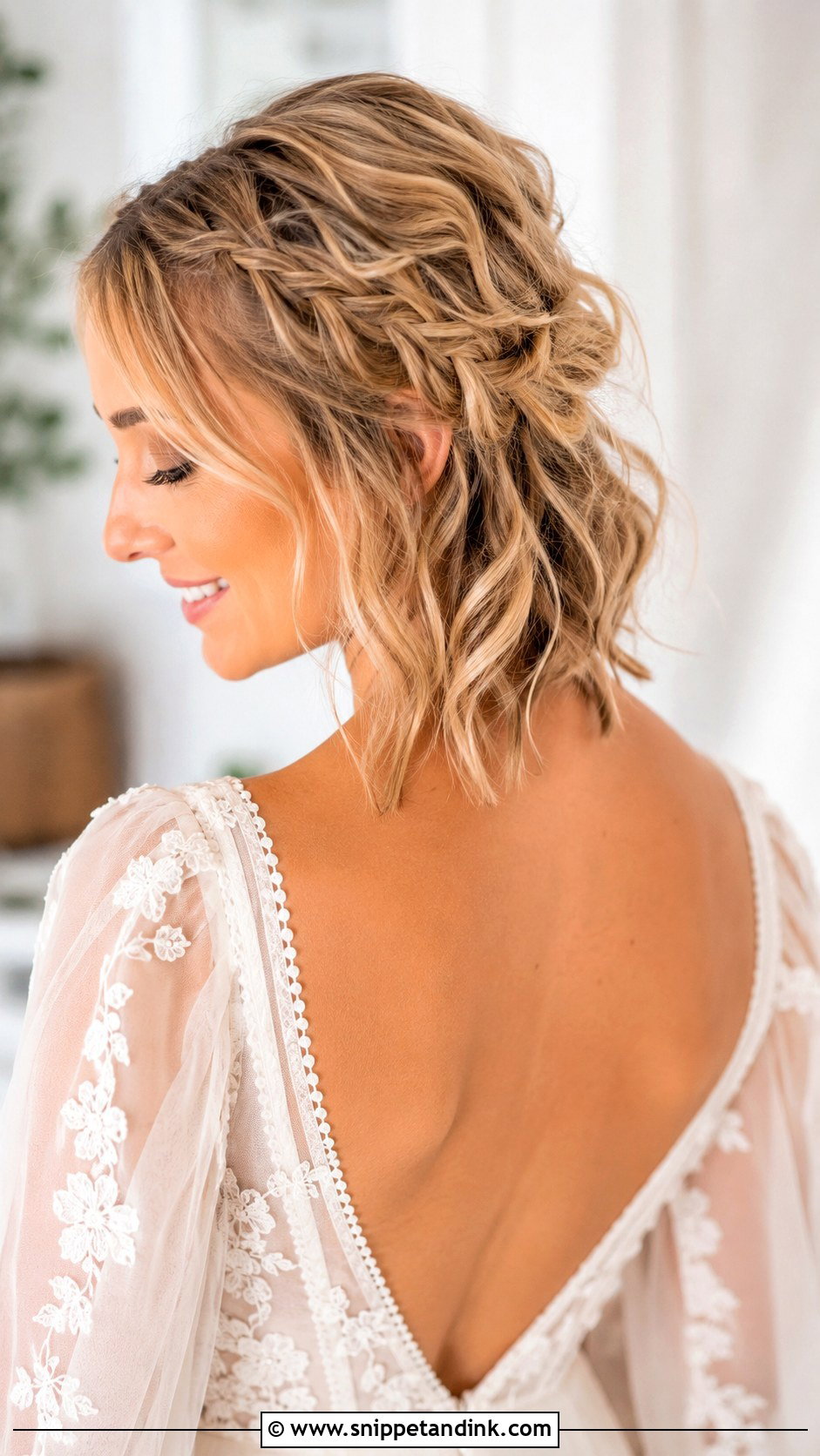 Half Up Half Down Bob With Braids - Snippet and Ink - 20 Bob Bridal Hair Ideas