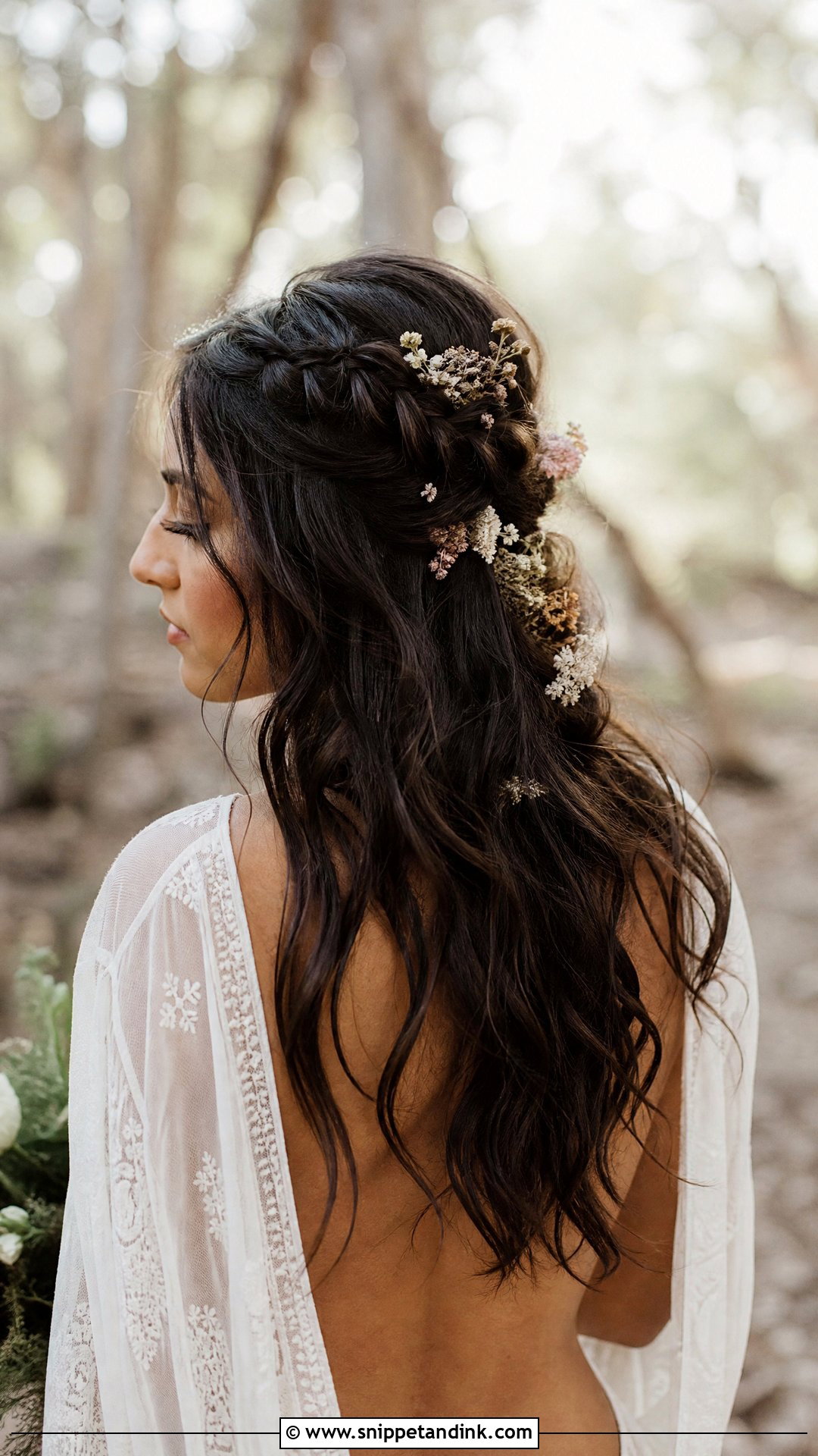 Half Up Half Down Boho Wedding Hairstyle - Snippet and Ink - 20 Half-Up Bridal Hairstyles for Long Hair