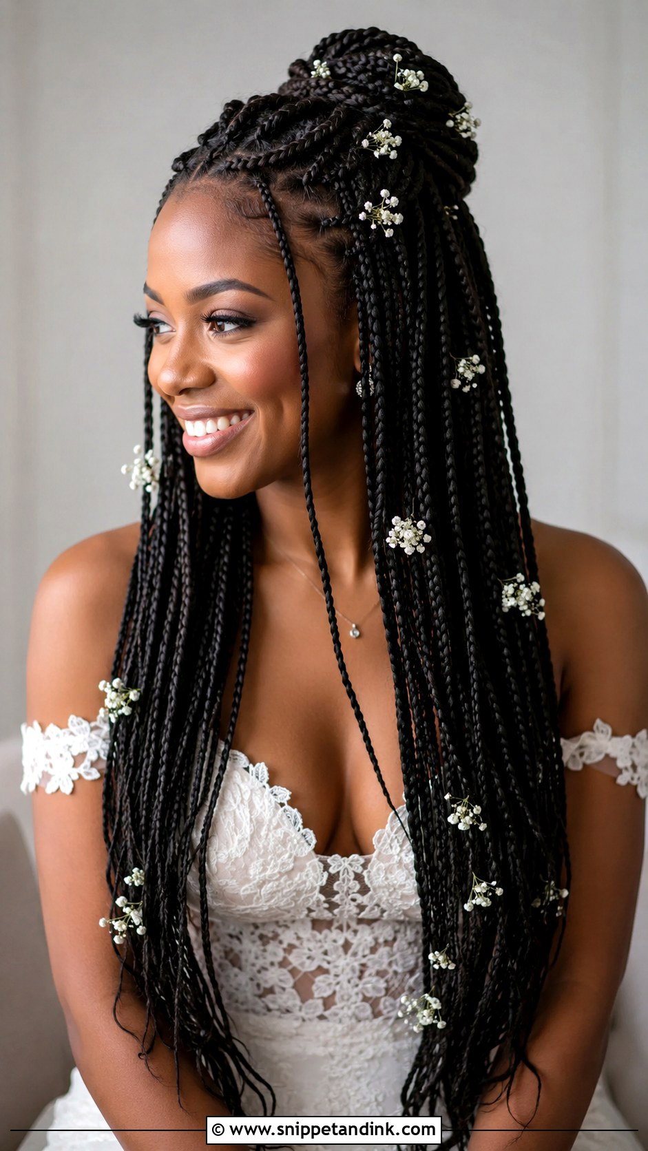 Half Up Half Down Box Braids - Snippet and Ink - 20 Box Braids Wedding Hairstyles