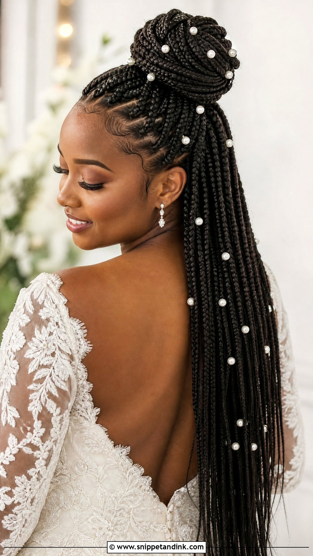 Half Up Half Down Box Braids Wedding Hairstyle - Snippet and Ink - 15 Box Braid Wedding Hairstyles