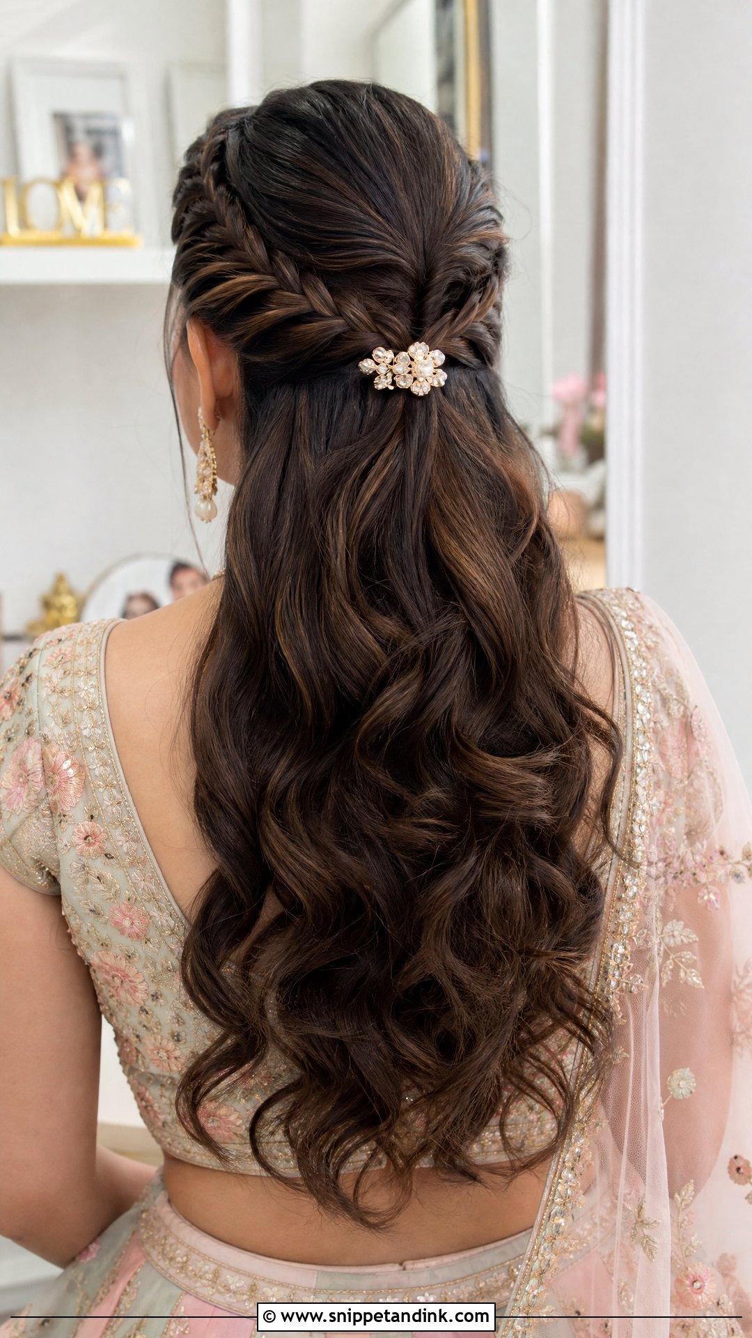 Half Up Half Down Braid - Snippet and Ink - 20 Indian Wedding Braids Bridal Hairstyle