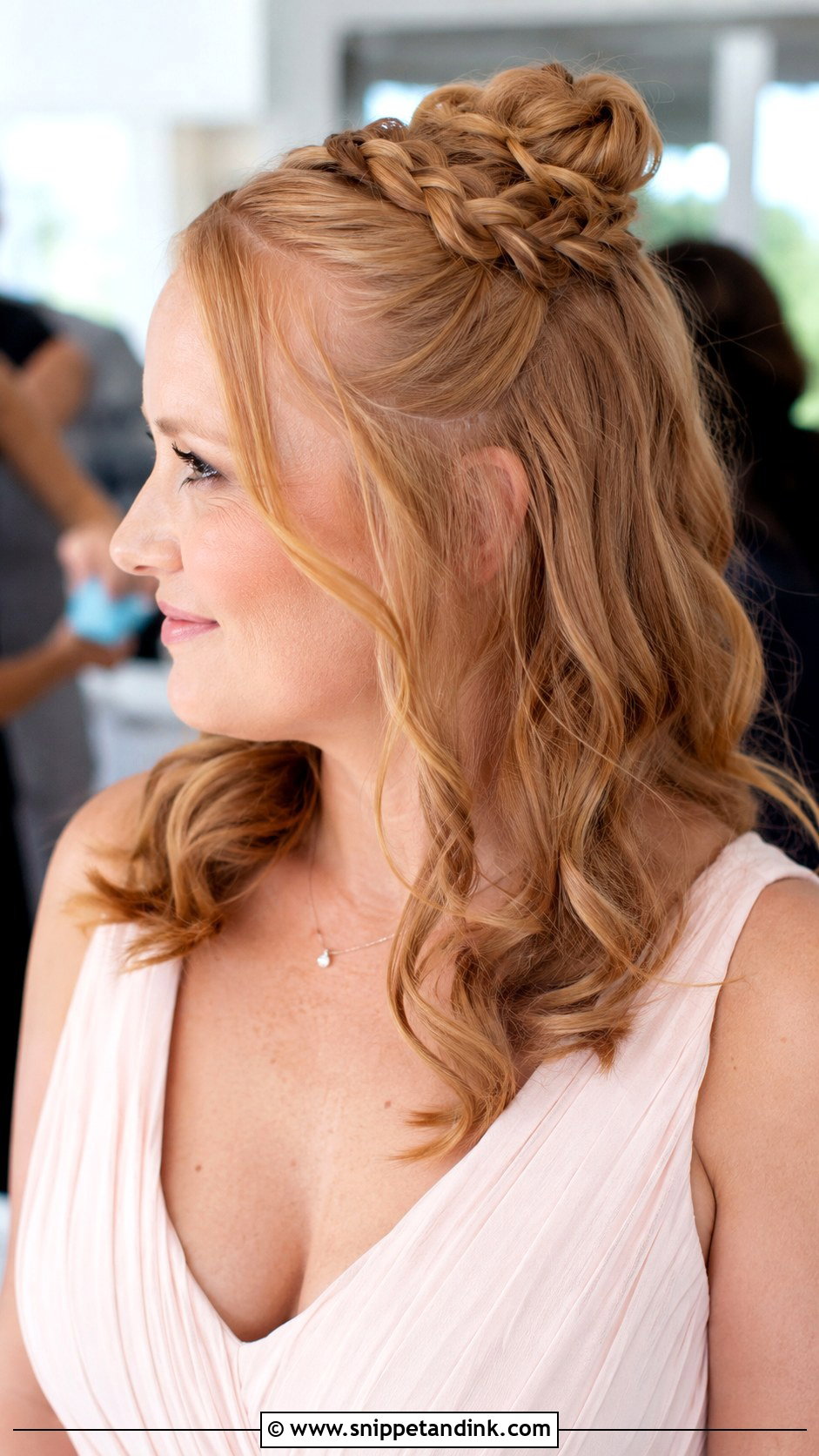 Half Up Half Down Braided Bun - Snippet and Ink - 20 Bridesmaid Hairstyles Half Up Half Down Braid Medium Lengths Long