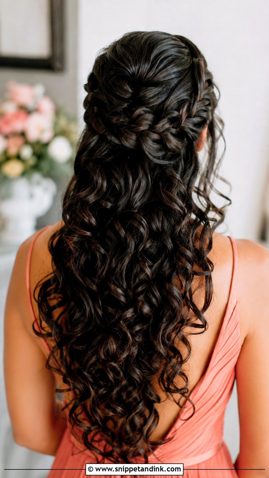 Half Up Half Down Braided Curls - Snippet and Ink - 20 Bridesmaid Hairstyles Half Up Half Down Braid Medium Lengths Long