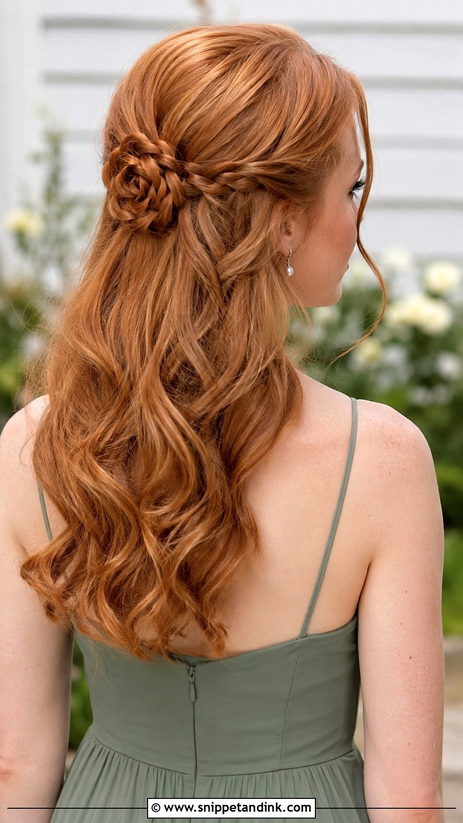 Half Up Half Down Braided Flower - Snippet and Ink - 20 Bridesmaid Hairstyles Half Up Half Down Braid Medium Lengths Long