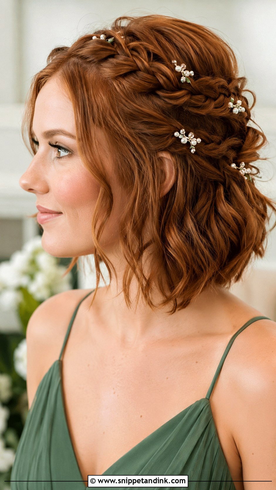 Half Up Half Down Braided Hair With Flowers Short Hair - Snippet and Ink - 25 Bridesmaid Hairstyles Half Up Half Down Braid Short Hair