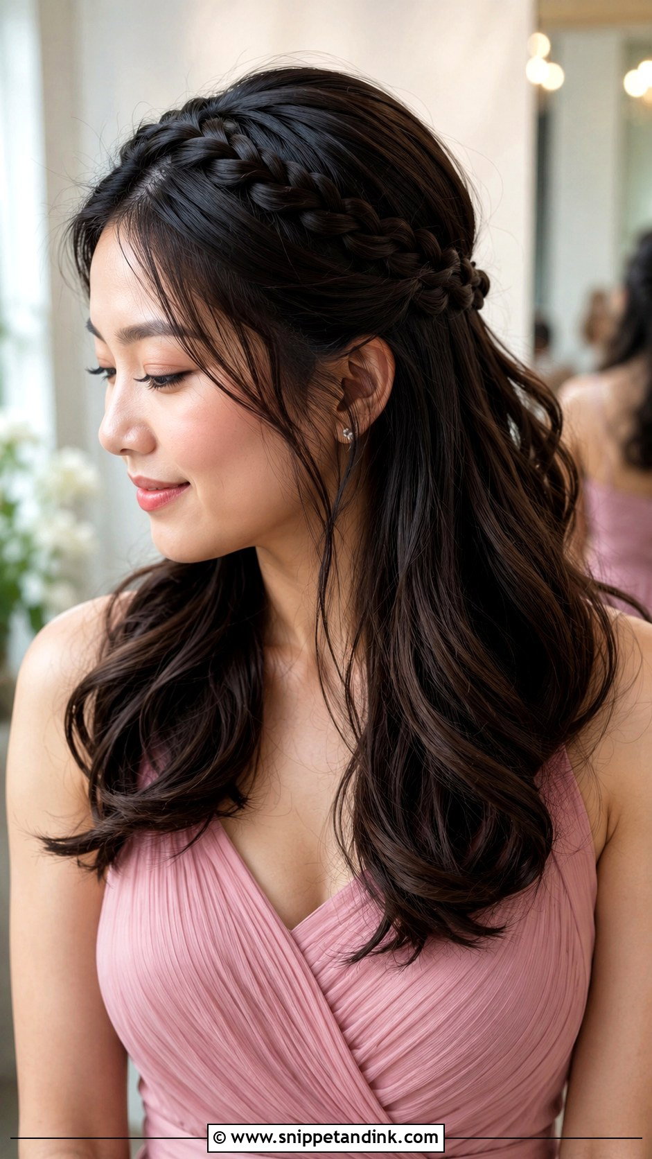 Half Up Half Down Braided Headband - Snippet and Ink - 20 Bridesmaid Hairstyles Half Up Half Down Braid Medium Lengths Long