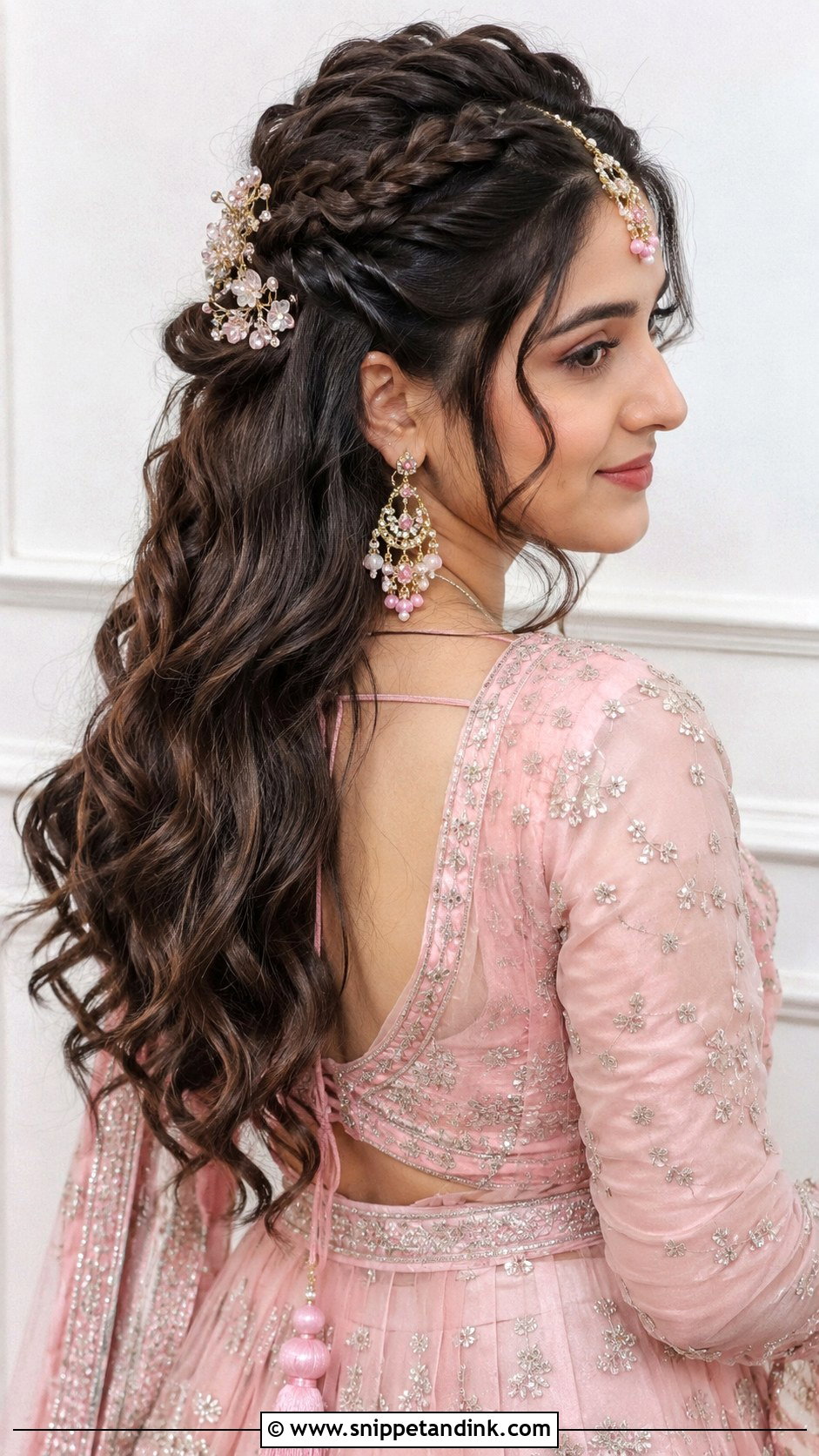 Half Up Half Down Braided Look - Snippet and Ink - 20 Indian Braided Wedding Hairstyles