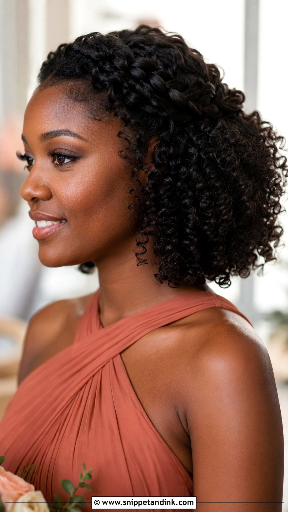 Half Up Half Down Braided Short Curly Hair - Snippet and Ink - 25 Bridesmaid Hairstyles Half Up Half Down Braid Short Hair