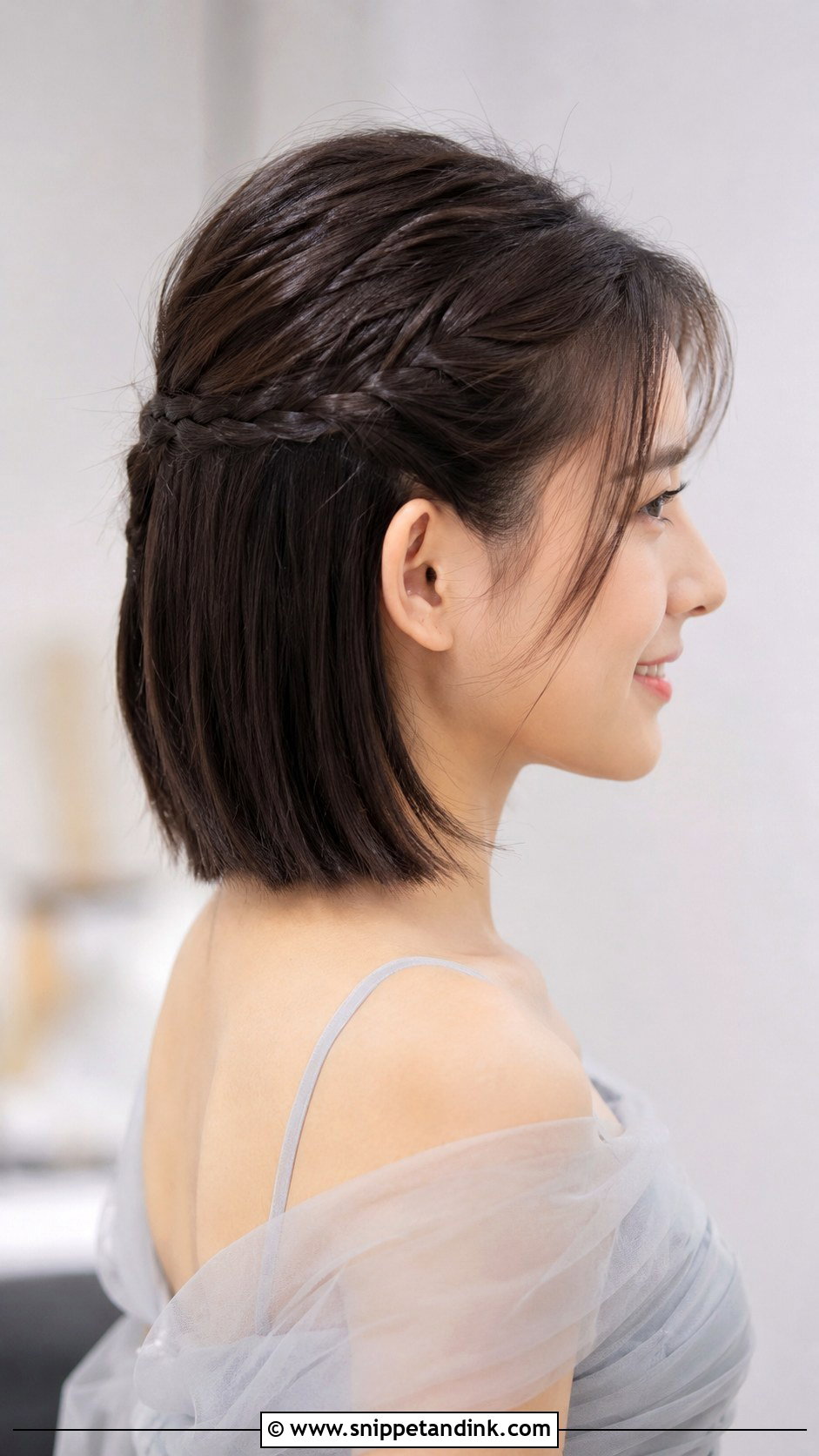 Half Up Half Down Braided Short Straight Hair - Snippet and Ink - 25 Bridesmaid Hairstyles Half Up Half Down Braid Short Hair