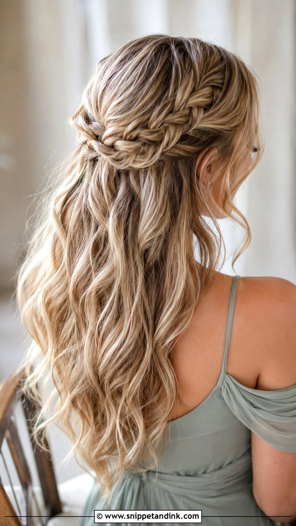 Half Up Half Down Braided Waves - Snippet and Ink - 20 Bridesmaid Hairstyles Half Up Half Down Braid Medium Lengths Long