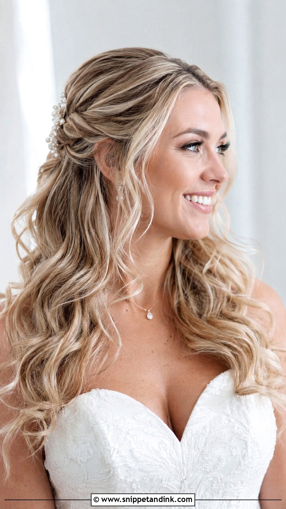 Half Up Half Down Bridal Curls - Snippet and Ink - 25 Marriage Hairstyles