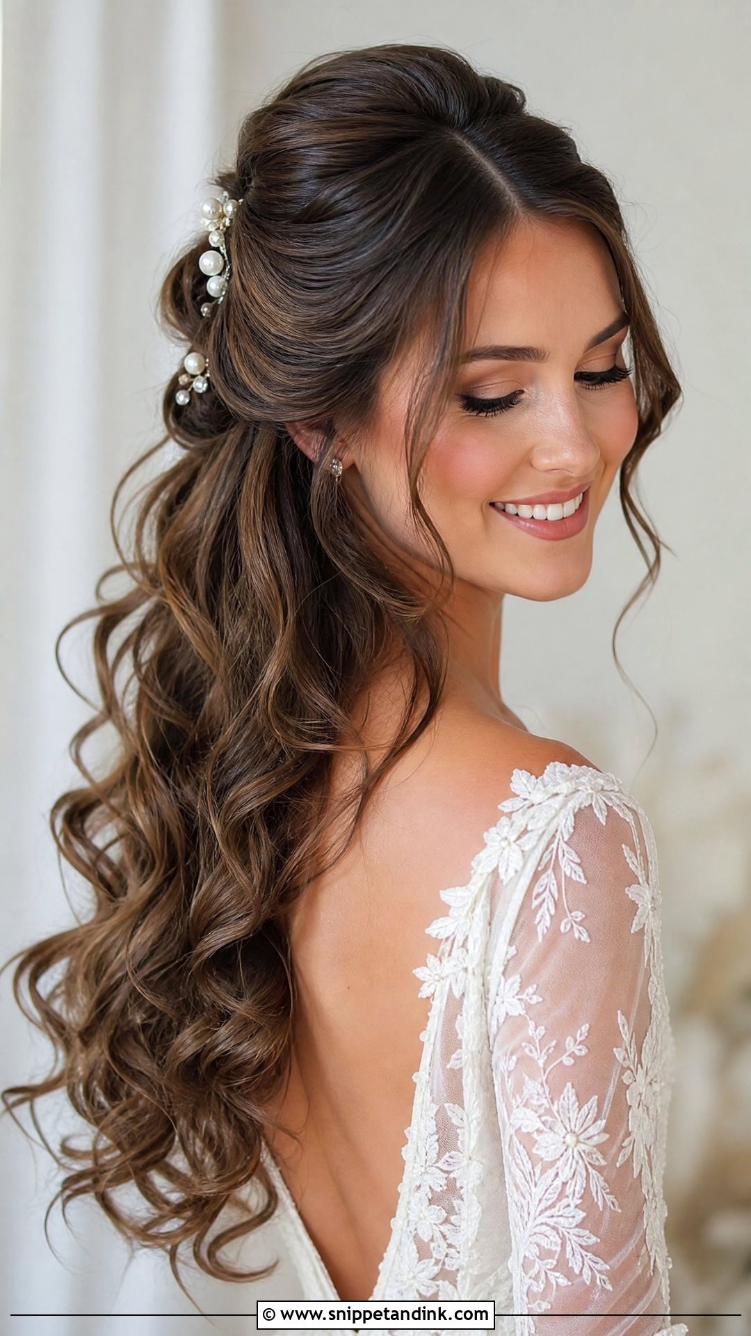 Half Up Half Down Bridal Curls - Snippet and Ink - 15 Bridal Curls Hairstyles