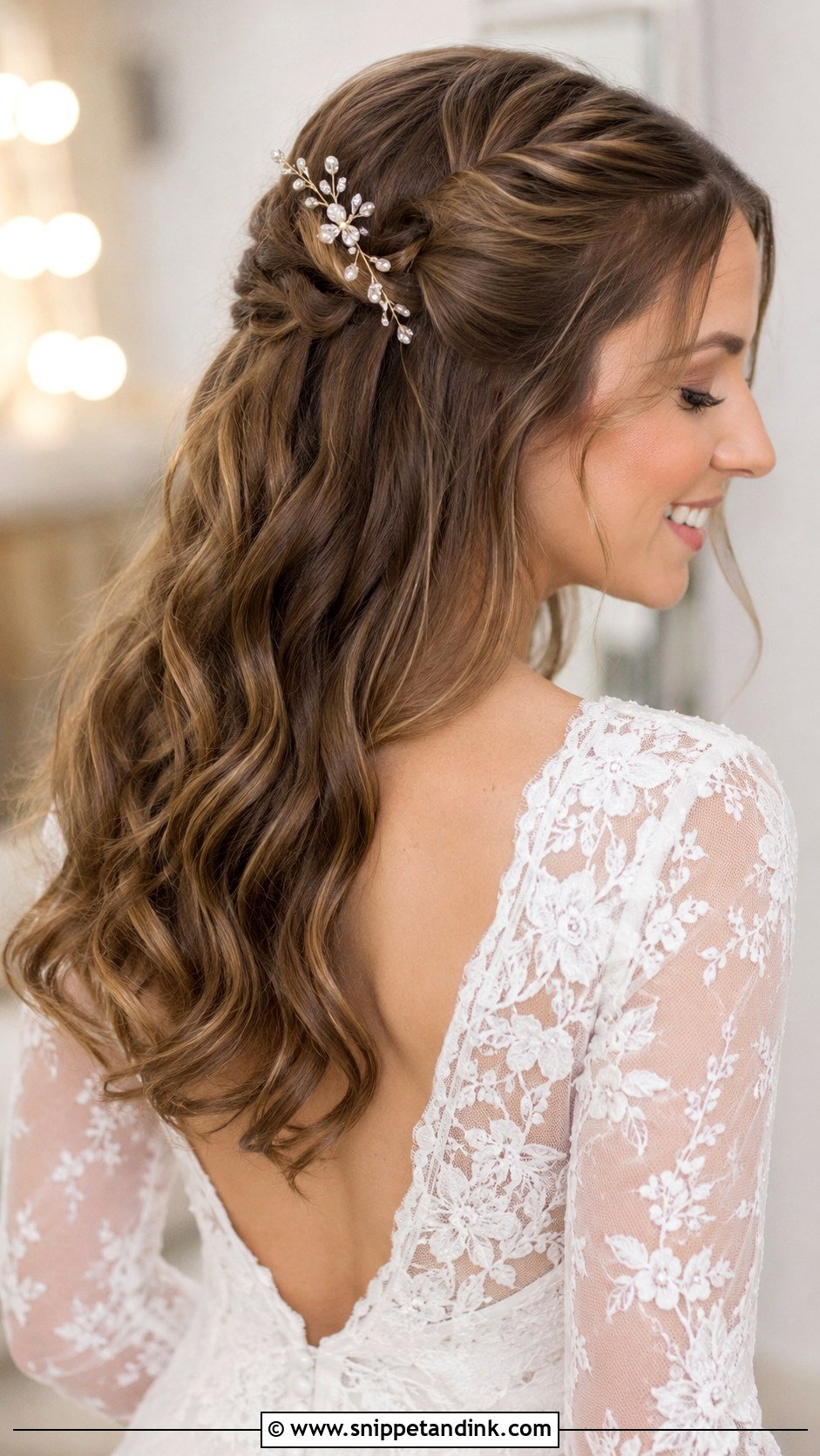 Half Up Half Down Bridal Hair - Snippet and Ink - 25 Long Bridal Hair Ideas