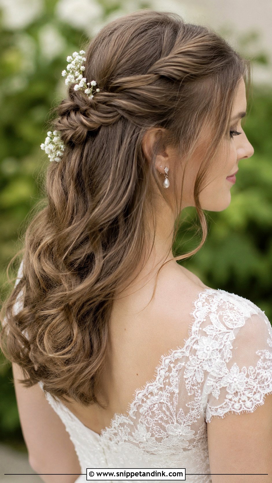 Half Up Half Down Bridal Hair - Snippet and Ink - 25 Shoulder Length Bridal Hair Ideas