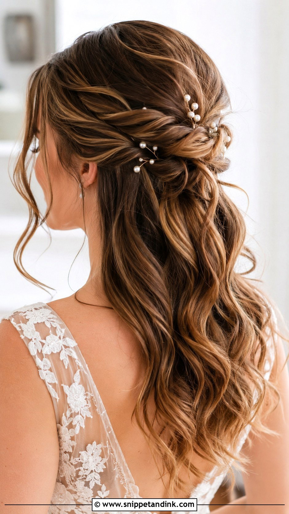 Half Up Half Down Bridal Hair - Snippet and Ink - 20 Bridal Hair Inspo 2025 Ideas