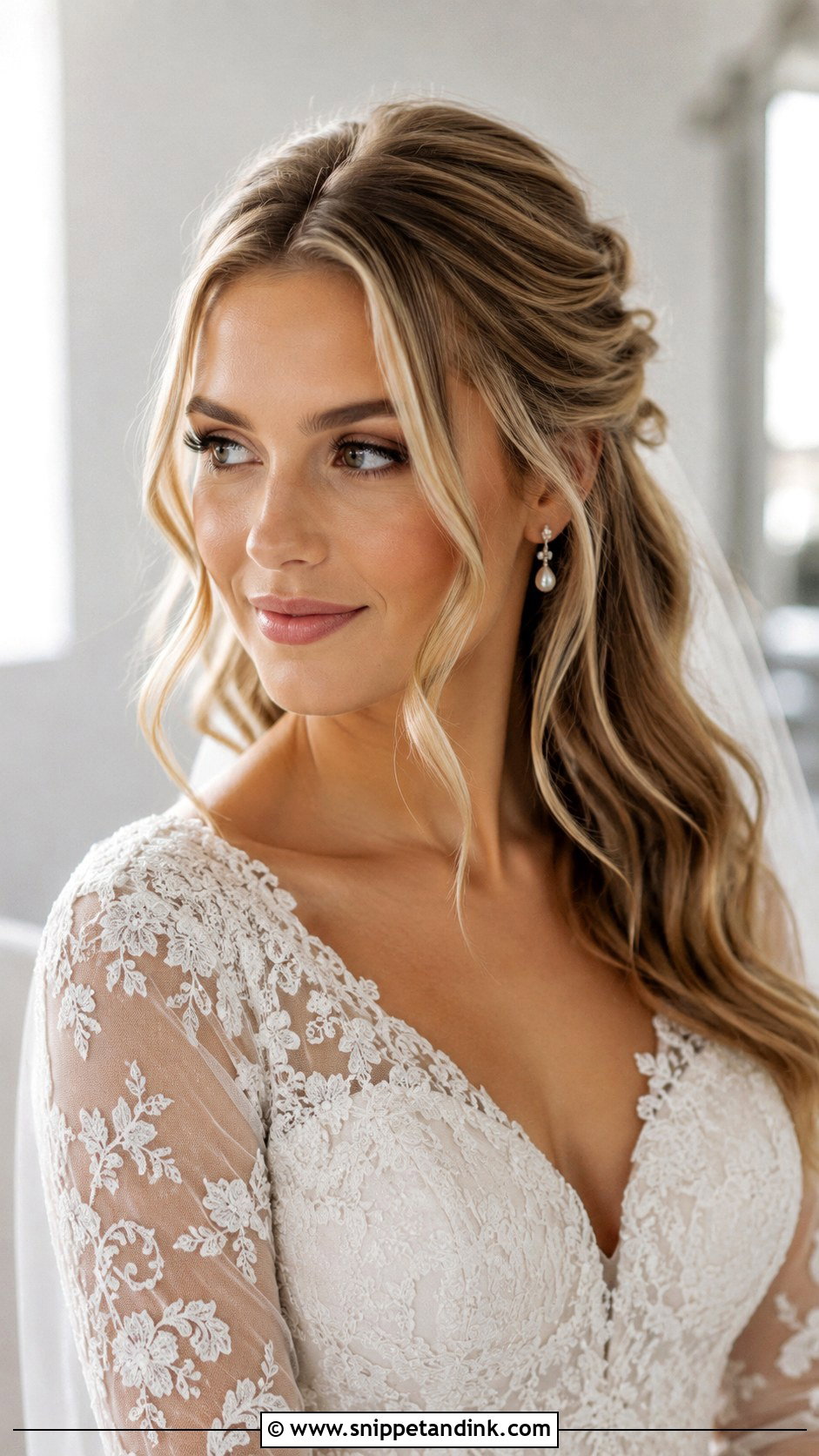 Half Up Half Down Bridal Hair - Snippet and Ink - 20 Sims 4 CC Wedding Hair Ideas