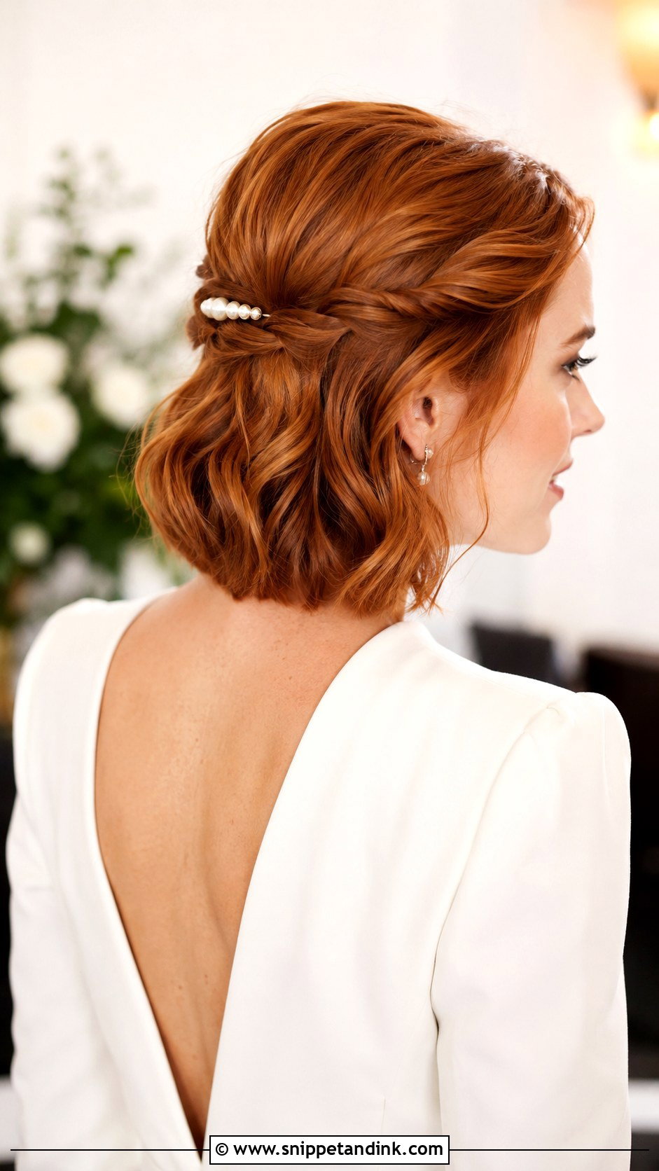 Half Up Half Down Bridal Hair For Short Hair - Snippet and Ink - 15 Half-Up Half-Down Bridal Hairstyle Ideas