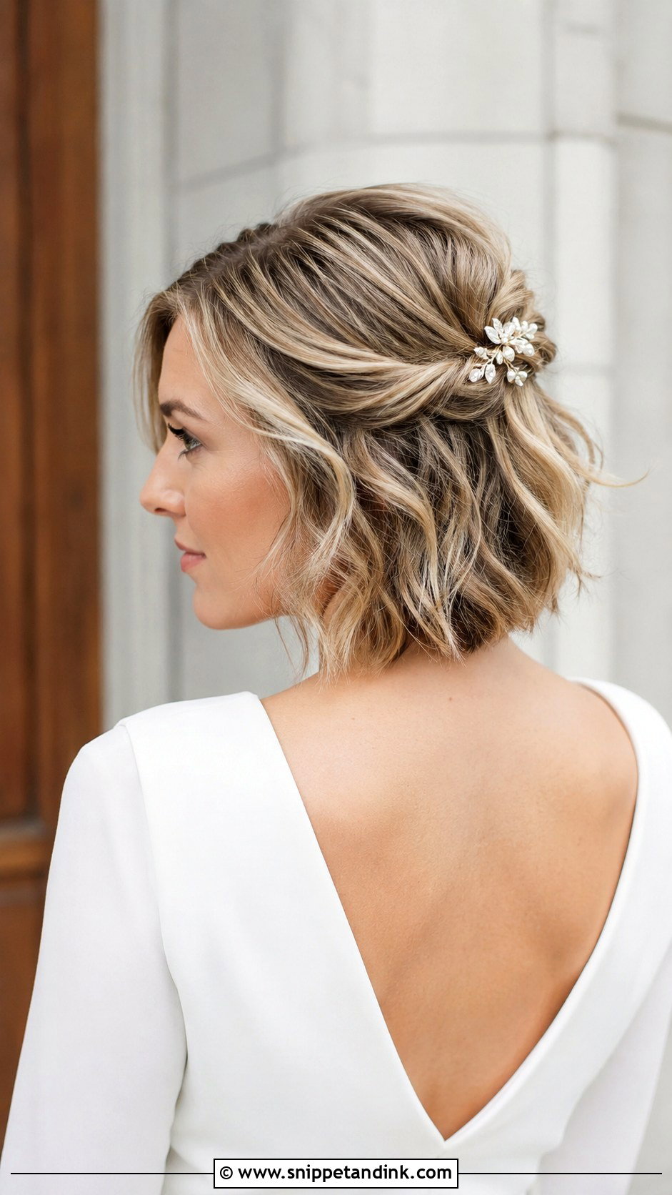 Half Up Half Down Bridal Hair For Short Hair - Snippet and Ink - 15 Half-Up Half-Down Bridal Hair Styles