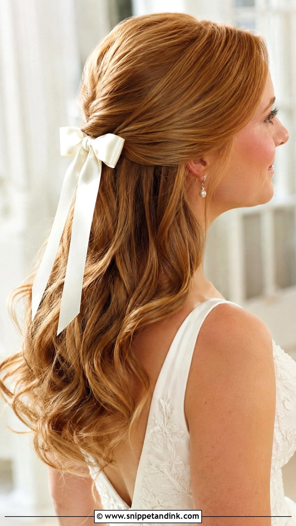 Half Up Half Down Bridal Hair With Bow - Snippet and Ink - 15 Half-Up Half-Down Bridal Hairstyle Ideas