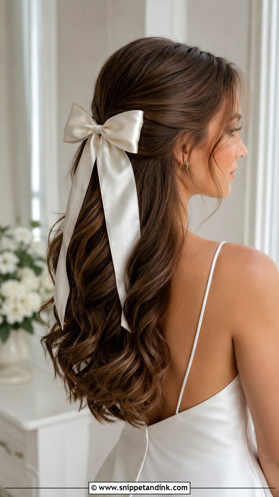 Half Up Half Down Bridal Hair With Bow - Snippet and Ink - 15 Half-Up Half-Down Bridal Hair Styles