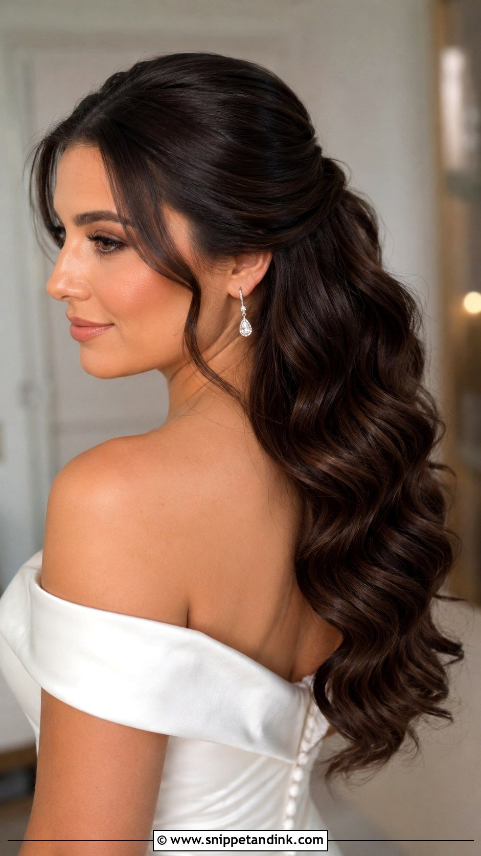 Half Up Half Down Bridal Hair With Hollywood Waves - Snippet and Ink - 15 Half-Up Half-Down Bridal Hair Styles