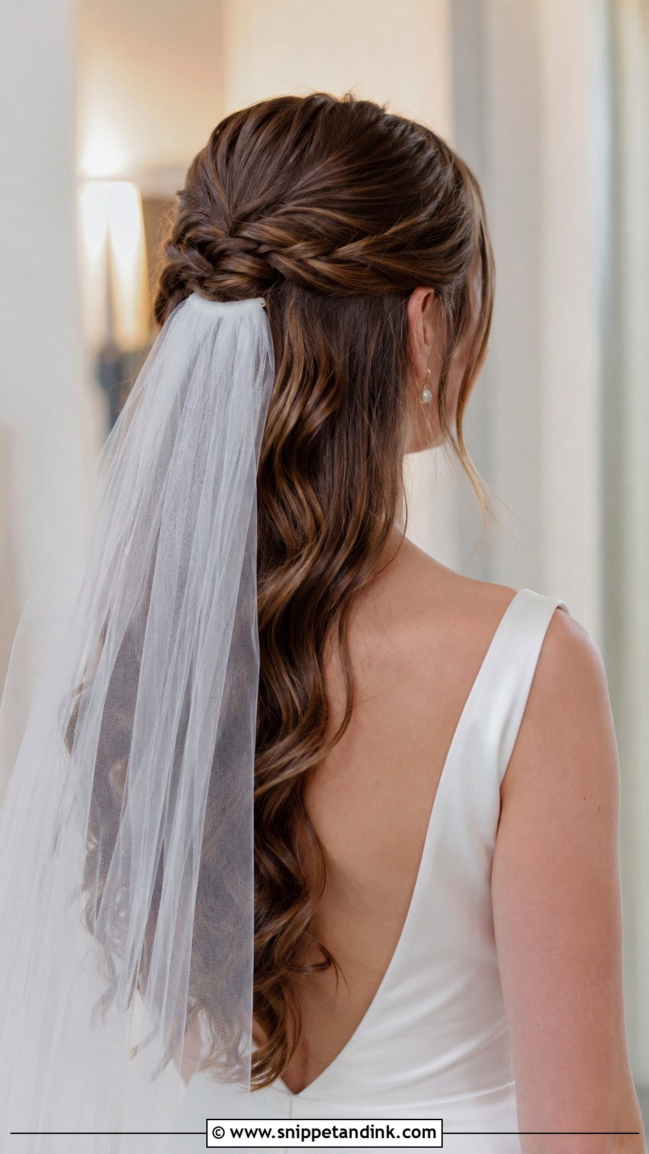 Half Up Half Down Bridal Hair With Veil - Snippet and Ink - 15 Half-Up Half-Down Bridal Hairstyle Ideas