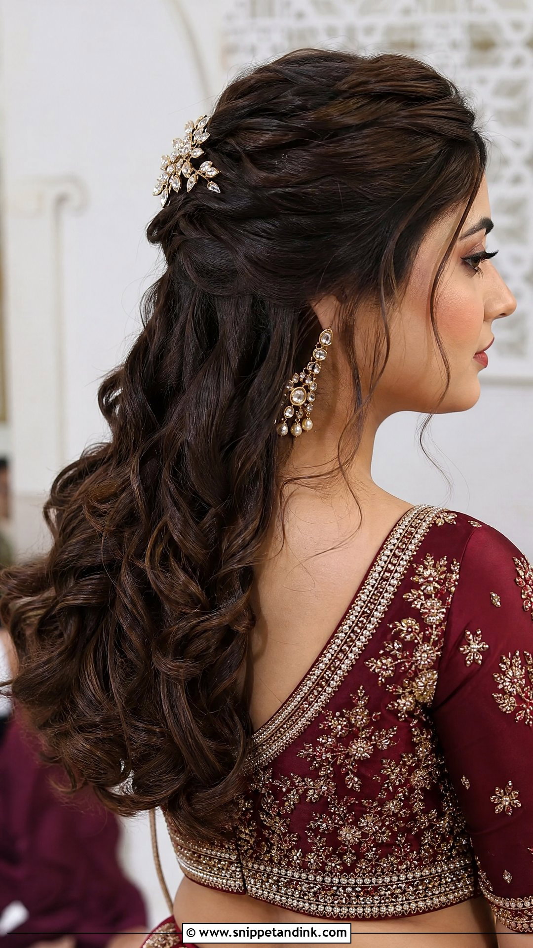 Half Up Half Down Bridal Hairstyle - Snippet and Ink - 20 Loose Indian Wedding Hairstyles