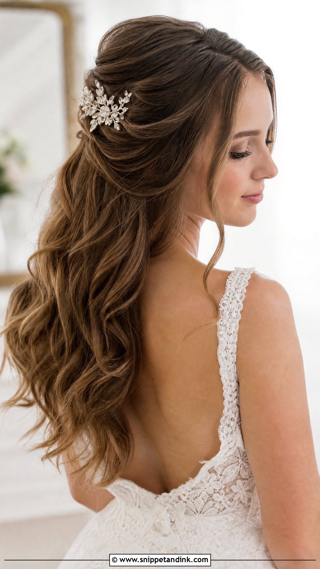 Half Up Half Down Bridal Hairstyle - Snippet and Ink - 20 Open Hair Bridal Hairstyles
