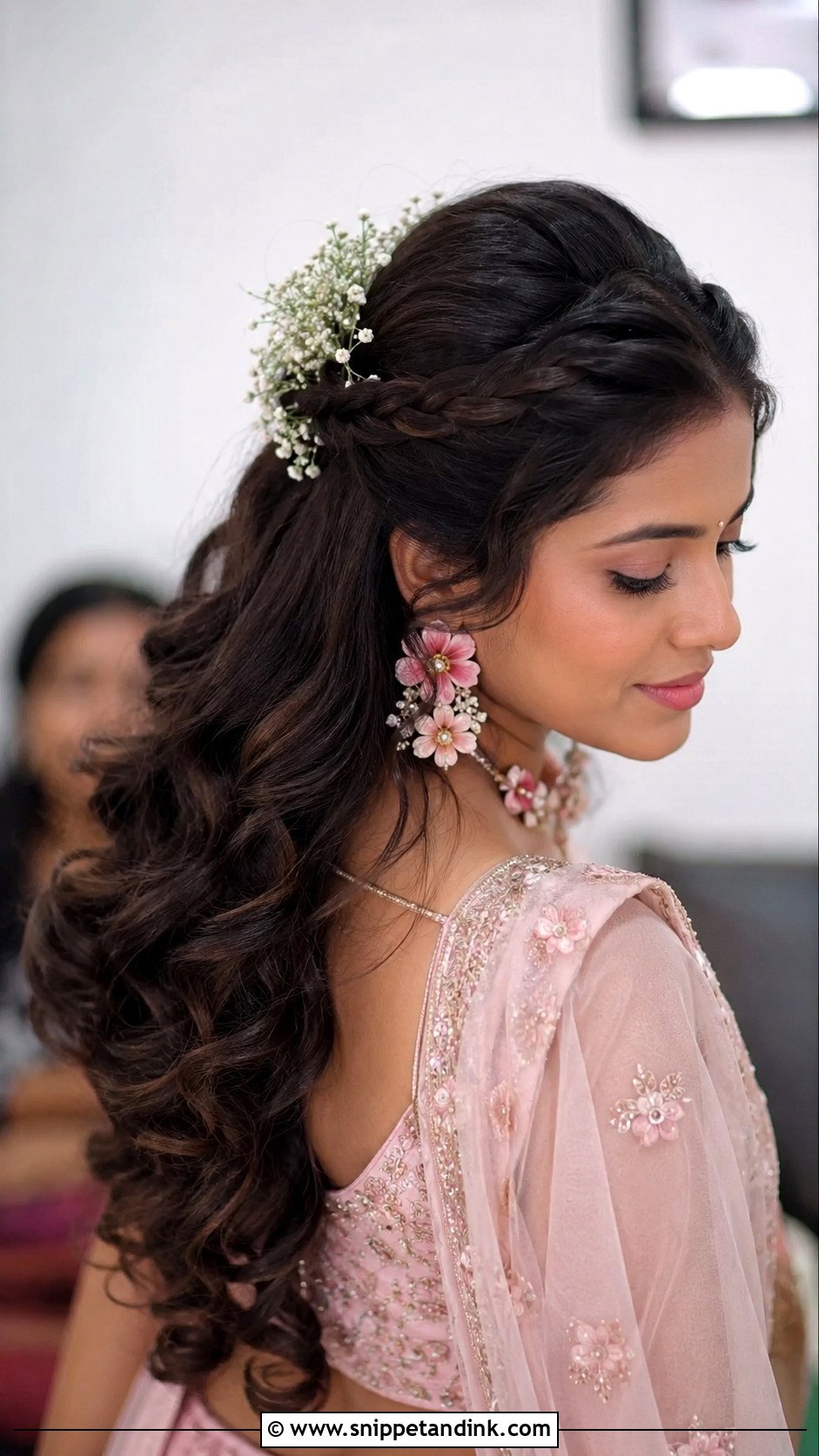Half Up Half Down Bridal Hairstyle - Snippet and Ink - 20 South Indian Bridal Wedding Hairstyles