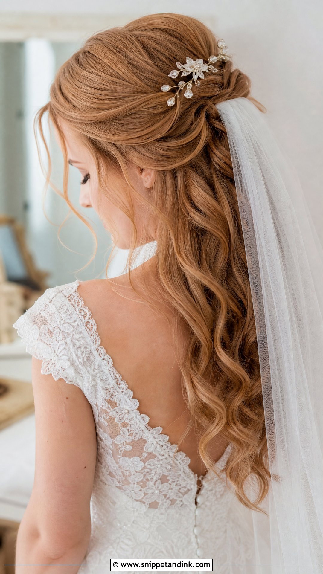 Half Up Half Down Bridal Hairstyle - Snippet and Ink - 20 Up Hairstyles for Wedding