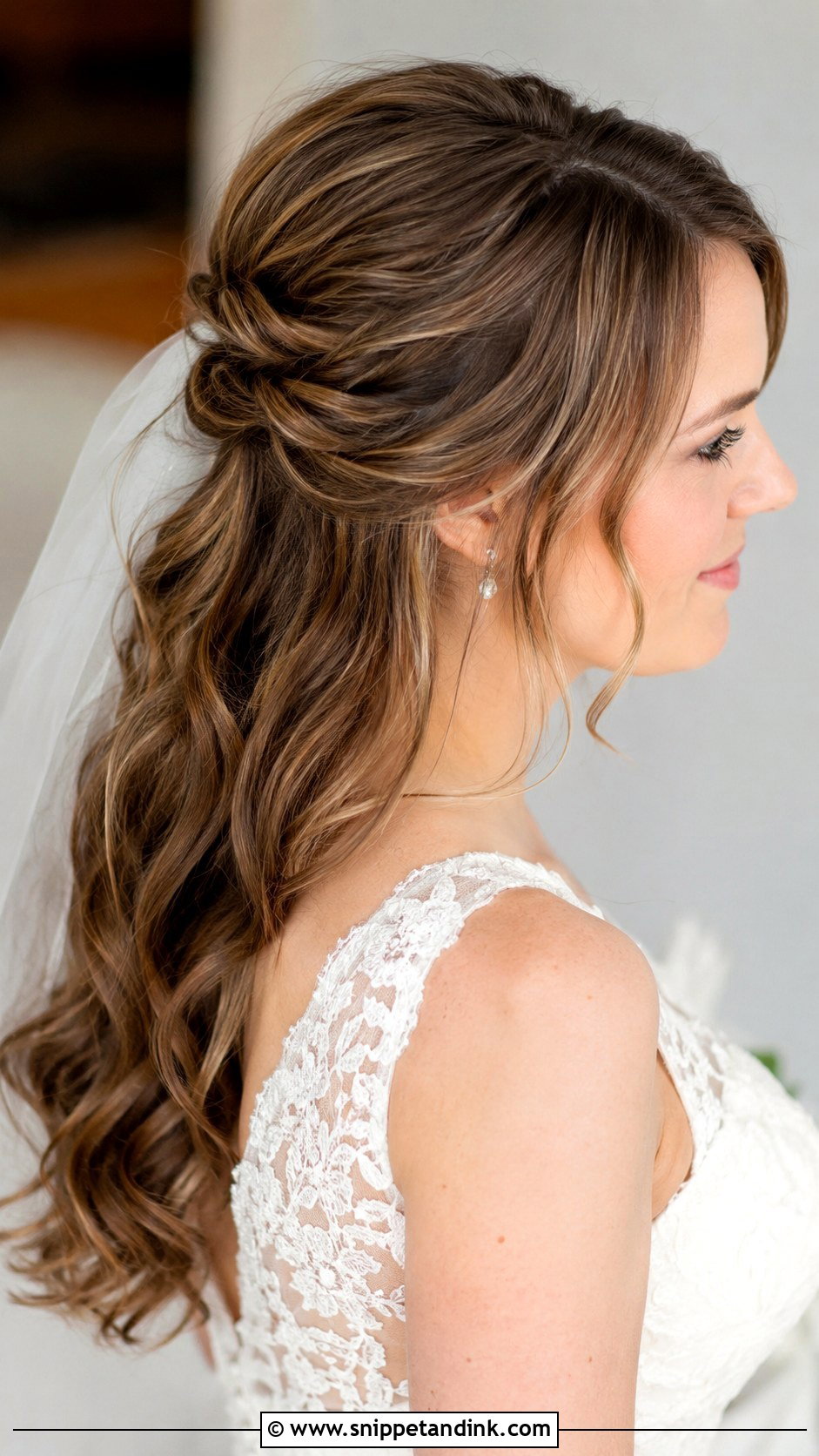 Half Up Half Down Bridal Hairstyle - Snippet and Ink - 25 Bridal Hair Inspo Ideas